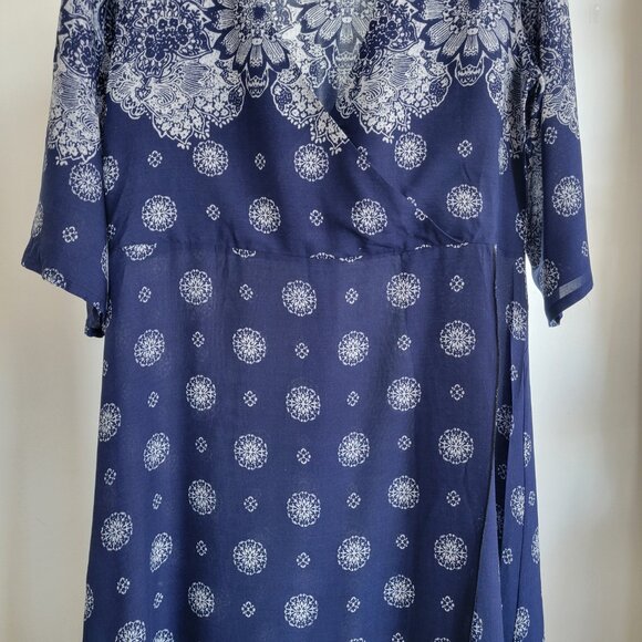 Biubiu Women’s Long Wrap Short Sleeve Navy Blue Boho Bohemian Maxi Dress (Size: - Picture 13 of 15